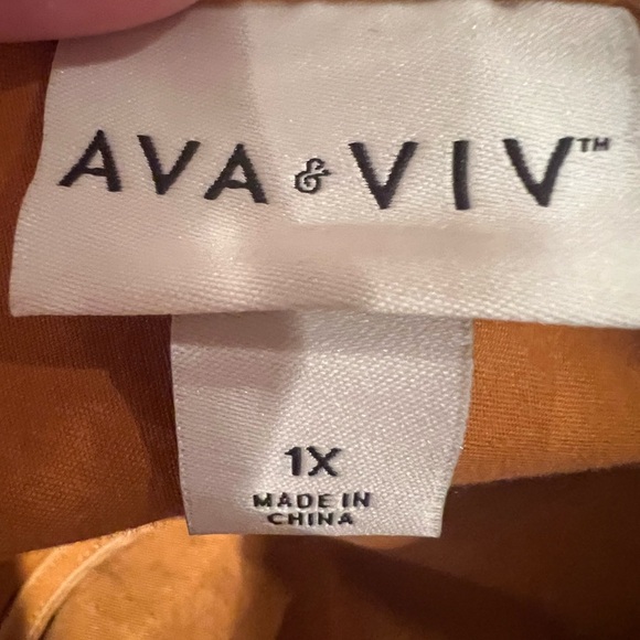 Ava & Vic Women's Size 1X Mustard Yellow Dress, plus size, tie back, EUC, modest - Picture 5 of 5